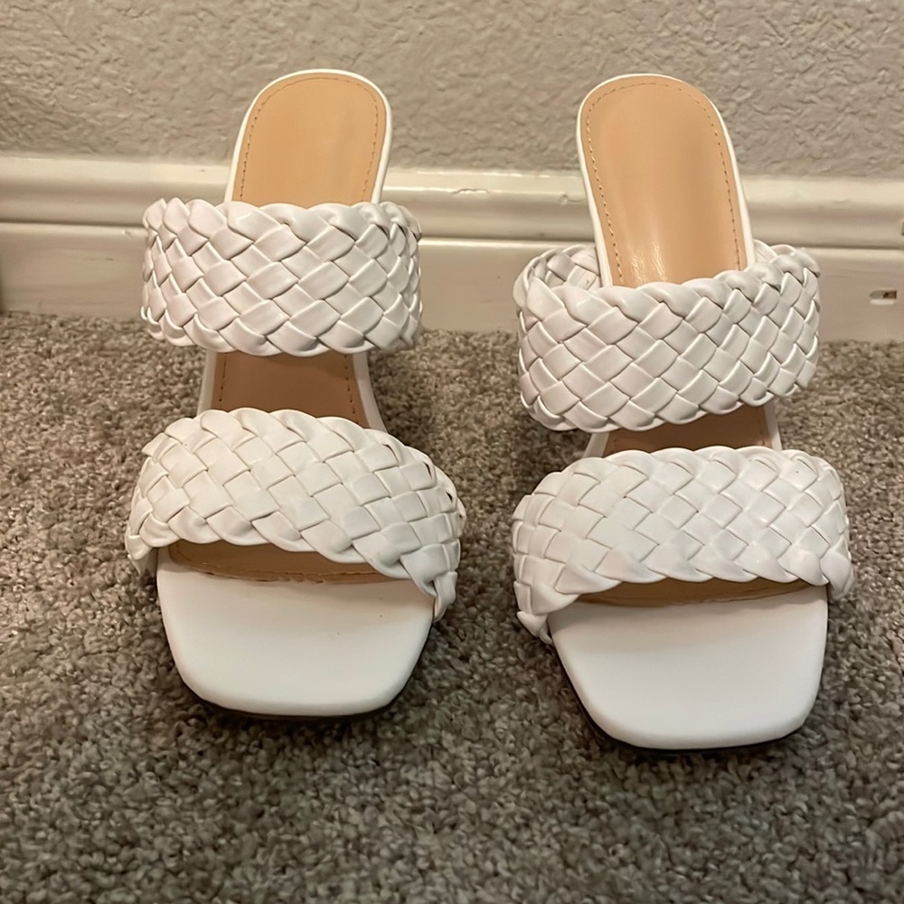 White Braided Strap Heels
